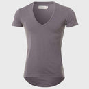 21 Colors Deep V Neck T-Shirt Men Fashion Compression Short Sleeve T Shirt Male Muscle Fitness Tight Summer Top Tees-Dark Grey-XS-JadeMoghul Inc.