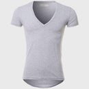 21 Colors Deep V Neck T-Shirt Men Fashion Compression Short Sleeve T Shirt Male Muscle Fitness Tight Summer Top Tees-Grey-XS-JadeMoghul Inc.