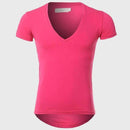 21 Colors Deep V Neck T-Shirt Men Fashion Compression Short Sleeve T Shirt Male Muscle Fitness Tight Summer Top Tees-Rose Red-XS-JadeMoghul Inc.