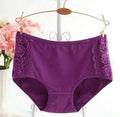 #224 Plus Size LeafMeiry Underwear Women Cotton Briefs Everyday Women Panties With Sexy Lace-purple-L-JadeMoghul Inc.