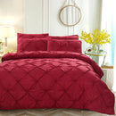 2/3pcs Luxury Duvet Cover Set Pinch Pleat White/Black/Grey/Red/Blue Bedding Sets Twin/Full/Queen/King Size (No Filling,No Sheet)-Red-Full 3 Pcs-JadeMoghul Inc.