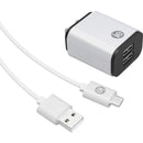 2.4-Amp Dual-USB Wall Charger with USB-A to USB-C(TM) Cable, 4ft-Wall Chargers-JadeMoghul Inc.