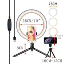 26/16CM Photography Lighting Phone Ringlight Tripod Stand Photo Led Selfie Bluetooth remote Ring Light Lamp TikTok Youtube Live AExp