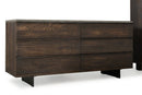 6 Drawer Dresser - 30" Dark Aged Oak Wood and Metal Dresser