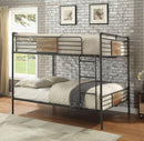 Queen Sized Bed - 83" X 65" X 68" Sandy Black & Dark Bronze Hand-Brushed Queen Over Queen Bunk Bed