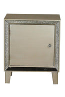 Kitchen Cabinets - 19'.7" X 13" X 23'.5" Champagne MDF, Wood, Mirrored Glass Accent Cabinet with a Door and Mirrored Glass