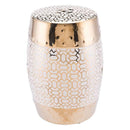 Decoration - 12.6" X 12.6" X 17.5" Gold And White Garden Seat