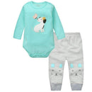 2pcs Baby Girls Boys Clothes Set Long Sleeve Rompers And Pants Roupa Infantil Menina Menino Bebe Newborn Clothing China KF092-blue dog-9M-JadeMoghul Inc.
