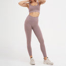 2PCS/Set Seamless Fitness Women Yoga Suit High Stretchy Workout Sport Set Padded Sports Bra High Waist Sports Legging Gym AExp