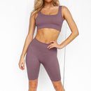 2PCS/Set Seamless Fitness Women Yoga Suit High Stretchy Workout Sport Set Padded Sports Bra High Waist Sports Legging Gym AExp