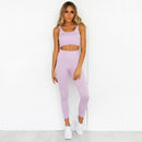2PCS/Set Seamless Fitness Women Yoga Suit High Stretchy Workout Sport Set Padded Sports Bra High Waist Sports Legging Gym AExp