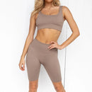 2PCS/Set Seamless Fitness Women Yoga Suit High Stretchy Workout Sport Set Padded Sports Bra High Waist Sports Legging Gym AExp