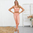 2PCS/Set Seamless Fitness Women Yoga Suit High Stretchy Workout Sport Set Padded Sports Bra High Waist Sports Legging Gym AExp