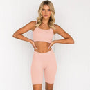 2PCS/Set Seamless Fitness Women Yoga Suit High Stretchy Workout Sport Set Padded Sports Bra High Waist Sports Legging Gym AExp