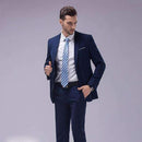 2pcs Slim Fit Men Business Suit-Dark Blue-S-JadeMoghul Inc.