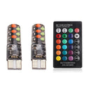 2pcs T10 w5w RGB LED Bulb 12SMD COB canbus 194 168 Car With Remote Controller Flash/Strobe Reading Wedge Light Clearance lights JadeMoghul Inc.