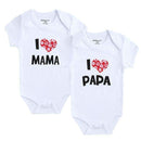 2PCS/LOT Newborn Baby Clothes Short Sleeve Girl Boy Clothes I Love Papa Mama Design 100% Cotton Baby Rompers de bebe costumes-Girls Mama Papa-3M-JadeMoghul Inc.