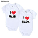 2PCS/LOT Newborn Baby Clothes Short Sleeve Girl Boy Clothes I Love Papa Mama Design 100% Cotton Baby Rompers de bebe costumes-Mama Papa-3M-JadeMoghul Inc.
