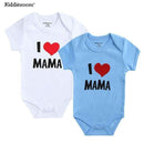 2PCS/LOT Newborn Baby Clothes Short Sleeve Girl Boy Clothes I Love Papa Mama Design 100% Cotton Baby Rompers de bebe costumes-White Mama Blue Mama-3M-JadeMoghul Inc.