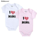 2PCS/LOT Newborn Baby Clothes Short Sleeve Girl Boy Clothes I Love Papa Mama Design 100% Cotton Baby Rompers de bebe costumes-White Mama Pink Mama-3M-JadeMoghul Inc.