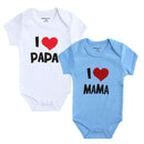 2PCS/LOT Newborn Baby Clothes Short Sleeve Girl Boy Clothes I Love Papa Mama Design 100% Cotton Baby Rompers de bebe costumes-White Papa Blue Mama-3M-JadeMoghul Inc.