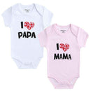 2PCS/LOT Newborn Baby Clothes Short Sleeve Girl Boy Clothes I Love Papa Mama Design 100% Cotton Baby Rompers de bebe costumes-White Papa Pink Mama-3M-JadeMoghul Inc.