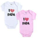 2PCS/LOT Newborn Baby Clothes Short Sleeve Girl Boy Clothes I Love Papa Mama Design 100% Cotton Baby Rompers de bebe costumes-White Papa Pink Papa-3M-JadeMoghul Inc.