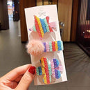 3/5pcs/Set New Girls Cute Rainbow Star Flower Hairpins Children Sweet Hair Clips Barrette Hair Ornament Fashion Hair Accessories AExp