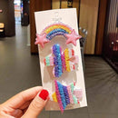 3/5pcs/Set New Girls Cute Rainbow Star Flower Hairpins Children Sweet Hair Clips Barrette Hair Ornament Fashion Hair Accessories AExp