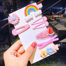 3/5pcs/Set New Girls Cute Rainbow Star Flower Hairpins Children Sweet Hair Clips Barrette Hair Ornament Fashion Hair Accessories AExp