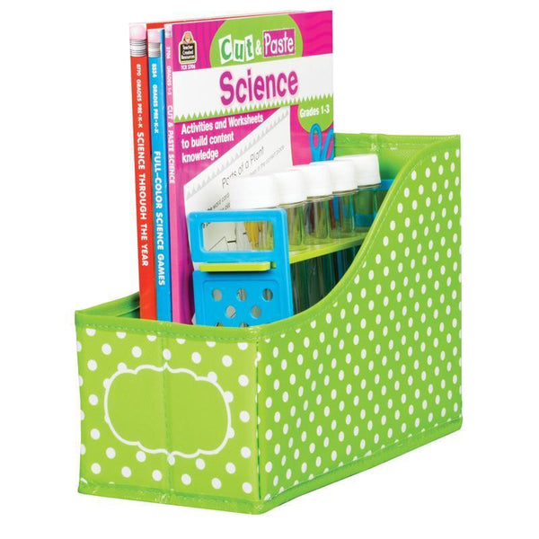 (3 Ea) Lime Polka Dots Book Bin-Learning Materials-JadeMoghul Inc.