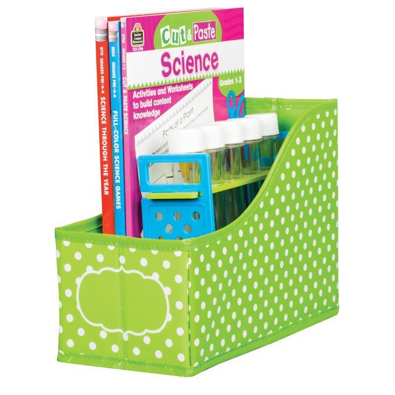 (3 Ea) Lime Polka Dots Book Bin-Learning Materials-JadeMoghul Inc.