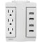 3-Outlet Swivel Wall Tap with 4 USB Ports-Surge Protectors-JadeMoghul Inc.