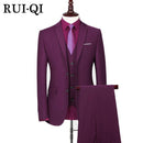 3 Pieces Formal Men Suit - New Fashion Slim Fit Men Suit-Dark gray-XXXL-JadeMoghul Inc.