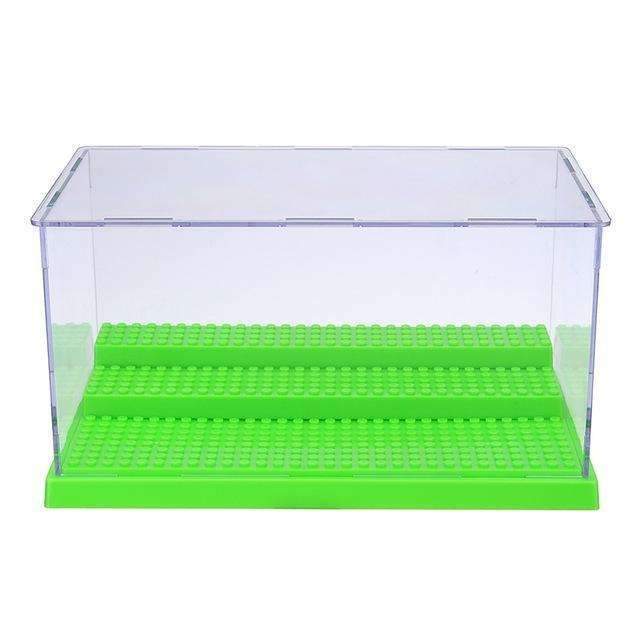 3 Steps Display Case/Box Dustproof ShowCase Gray Base For LEGO Blocks Acrylic Plastic Display Box Case 25.5X15.5X13.8cm 5 Colors-Green-JadeMoghul Inc.