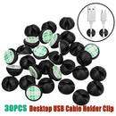 30pcs Car Desk Wall USB Wire Cable Line Fastener Clip Clips Holders Organizer Retainer Clamp Clamps Tie Lines Fixed AExp