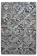 Grey Rug - 8" x 10" Gray, Natural Stitched Cowhide - Area Rug