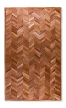 Cow Rug - 8" x 10" Tan Parquet, Natural Stitched Cowhide - Area Rug