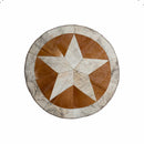Brown Rug - 42" x 42" Brown And Natural, Star Stitch Round Cowhide - Area Rug