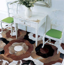 Cow Rug - 60" x 96" Tricolor, Fiori Natural, Stitched Cowhide - Area Rug
