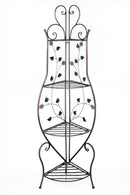 Steel Rack - 16" X 3'.5" X 67'.5" Blackened Copper Steel Corner Bakers Rack with Shelves