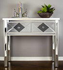 Console Table with Drawers - 41" X 18" X 22" Champagne MDF, Wood, Mirrored Glass Console Table with Drawers