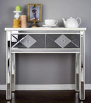 Console Table with Drawers - 41" X 18" X 22" Antique White MDF, Wood, Mirrored Glass Console Table with Drawers