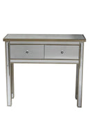 Console Table with Drawers - 41" X 19" X 15" Champagne MDF, Wood, Mirrored Glass Console Table with Drawers