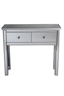 Console Table with Drawers - 41" X 19" X 15" Silver MDF, Wood, Mirrored Glass Console Table with Drawers