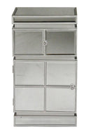 Dresser with Mirror - 16" X 13" X 29" Silver MDF, Wood, Mirrored Glass Cabinet with a Drawer and a Door