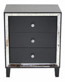 Black Mirror - 28'.5" X 21'.75" X 34" Black MDF, Wood, Mirrored Glass Accent Cabinet with Drawers and with Mirror Accents