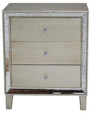 Dresser with Mirror - 28'.5" X 21'.75" X 34" Champagne MDF, Wood, Mirrored Glass Accent Cabinet with Drawers and with Mirror Accents