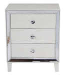 Dresser with Mirror - 28'.5" X 21'.75" X 34" Antique White MDF, Wood, Mirrored Glass Accent Cabinet with Drawers and with Mirror Accents