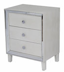 Dresser with Mirror - 28'.5" X 21'.75" X 34" Antique White MDF, Wood, Mirrored Glass Accent Cabinet with Drawers and with Mirror Accents
